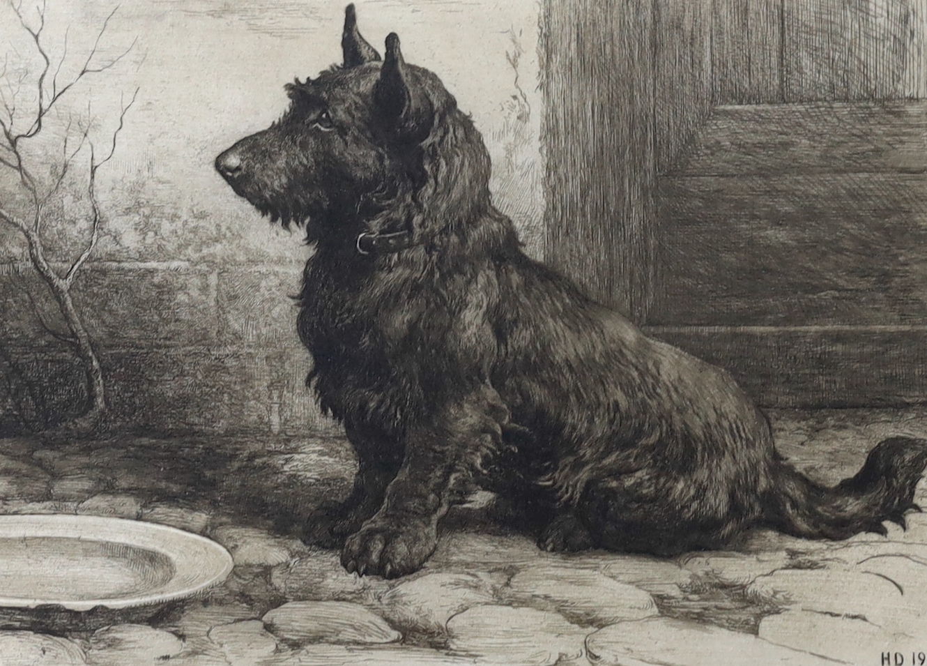 Herbert Dicksee (1862-1942), etching, 'Forgotten', signed in pencil, publ. 1923, inscribed label verso, 30 x 41cm